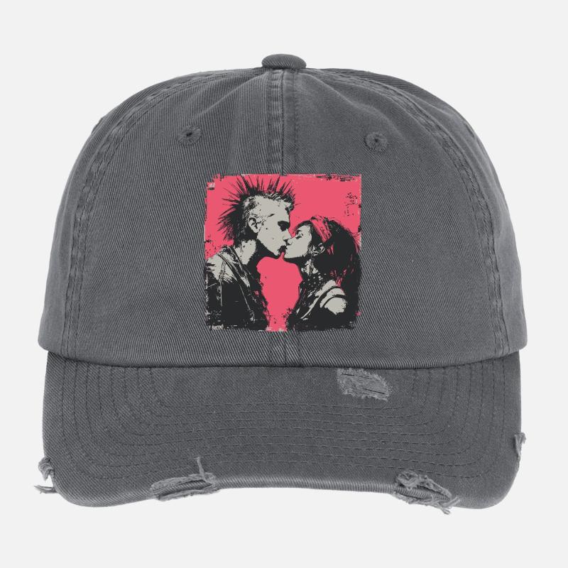 Punk Love – Moment de baiser dans le style rebelle Casquette vintage effet usé Flexfit