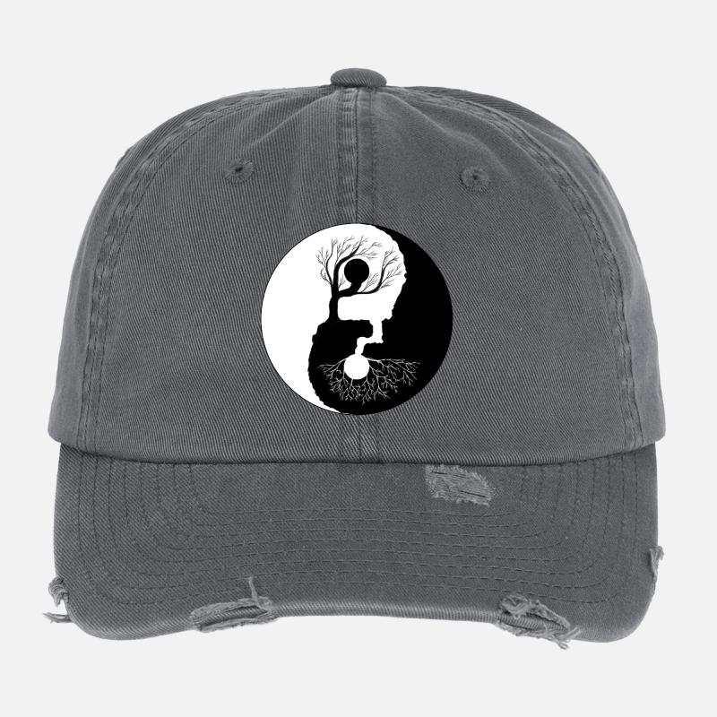 Équilibre YinYang de l’Arbre Casquette vintage effet usé Flexfit