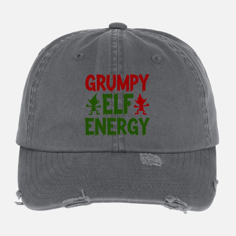 Grumpy Elf Energy Mürrischer Wichtel Flexfit Vintage Destroyed Cap