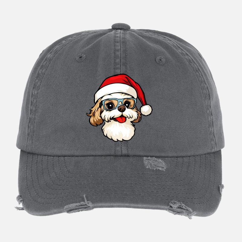 Chiens Noël Casquette vintage effet usé Flexfit