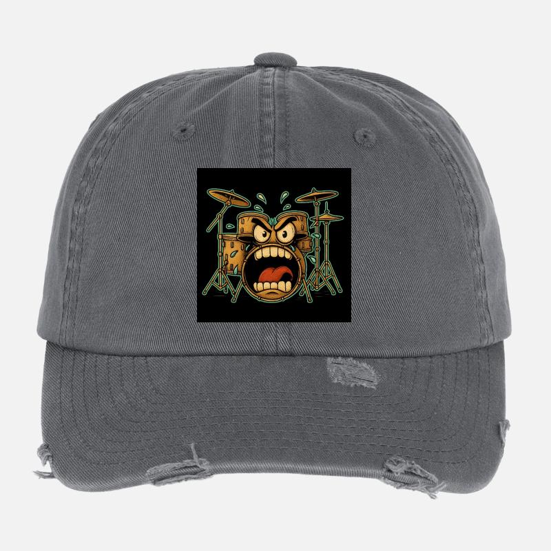 Wütendes Drumset Cartoon Flexfit Vintage Destroyed Cap