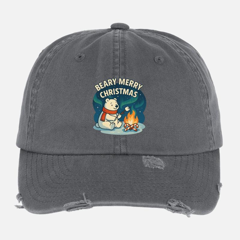 Beary, joyeux feu de camp de Noël Casquette vintage effet usé Flexfit