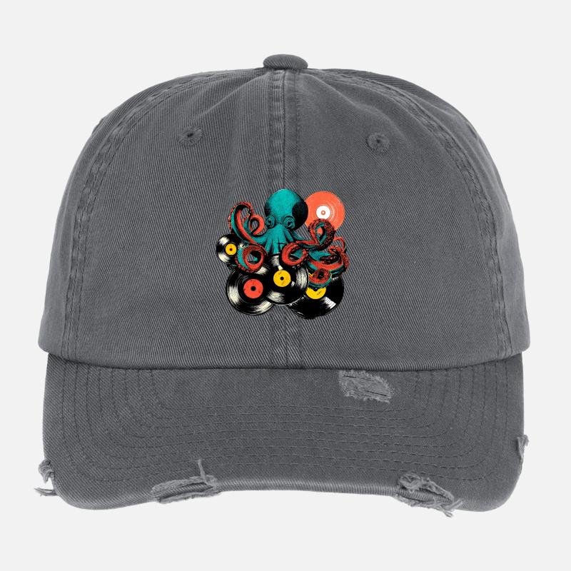 Mix vinyle Octopus Casquette vintage effet usé Flexfit