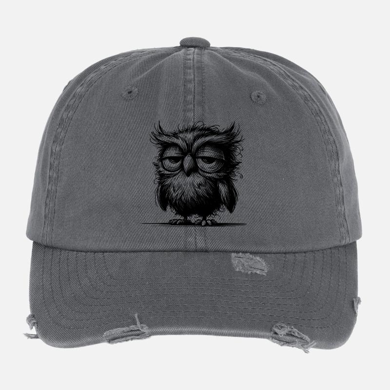 Eule ich bin nicht grummelig nur unausgeschlafen Flexfit Vintage Destroyed Cap