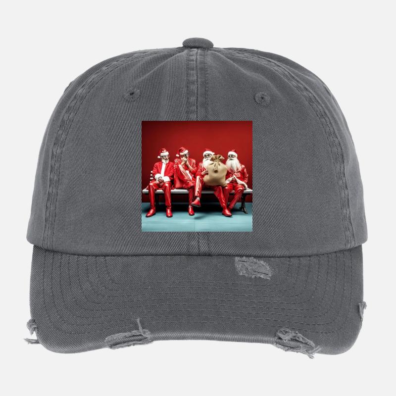 Application Santa's Quartet on Casting Bank Flexfit Vintage Destroyed Cap