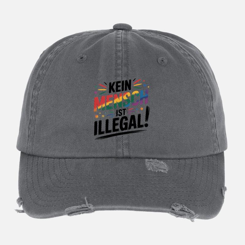 Kein Mensch ist illegal - Cool Pride Logo Flexfit Vintage Destroyed Cap