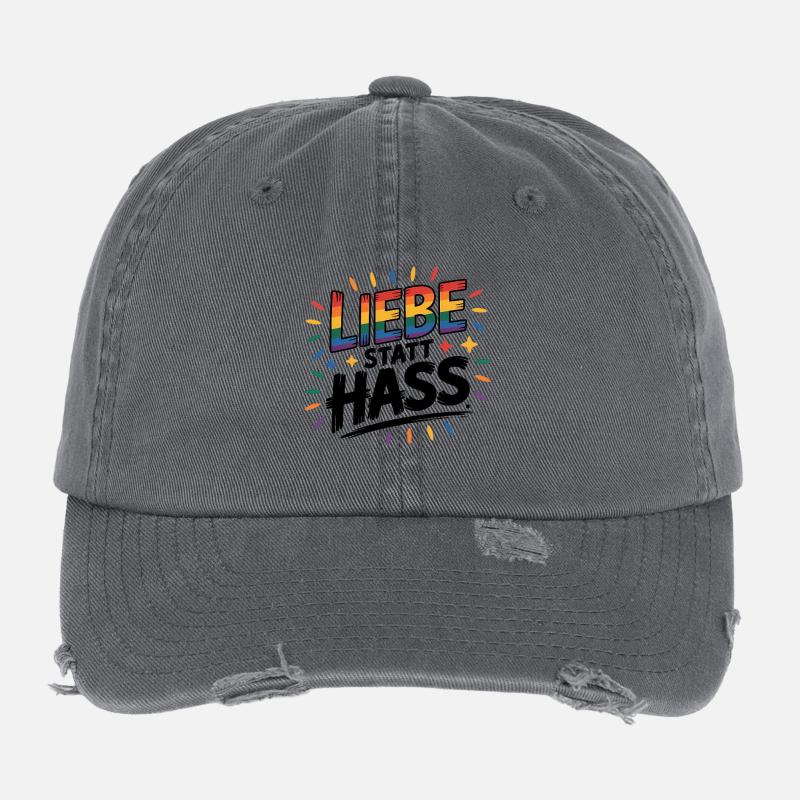 Love Instead of Hate - Cool Pride Logo Flexfit Vintage Destroyed Cap