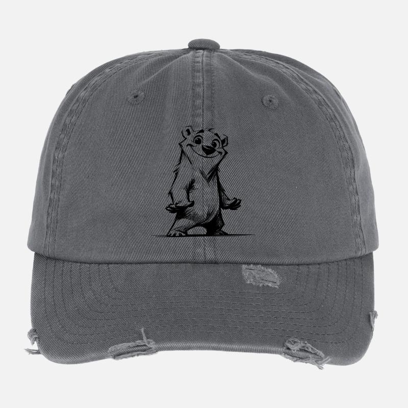 Un ours de dessin animé avec un charisme cool à câliner Casquette vintage effet usé Flexfit