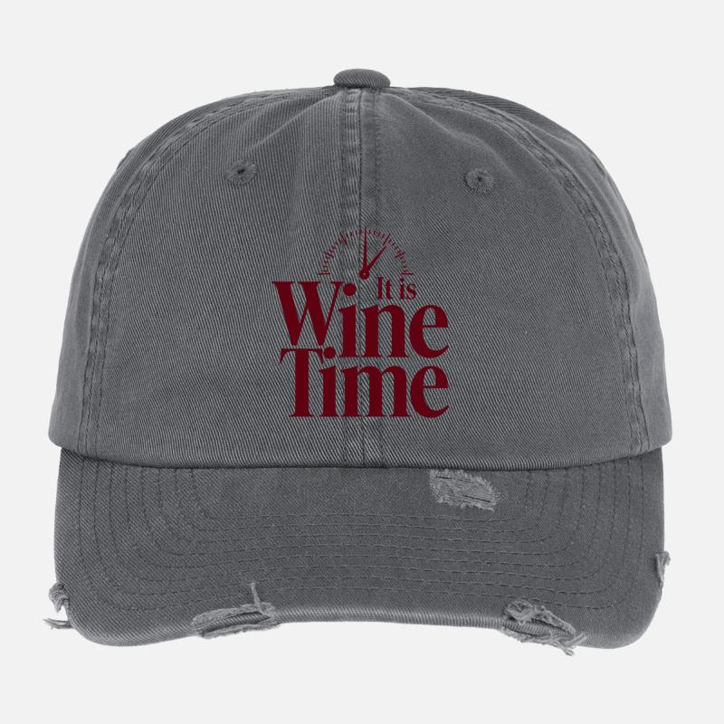 It is Wine Time Lustiger Wein Spruch Flexfit Vintage Destroyed Cap