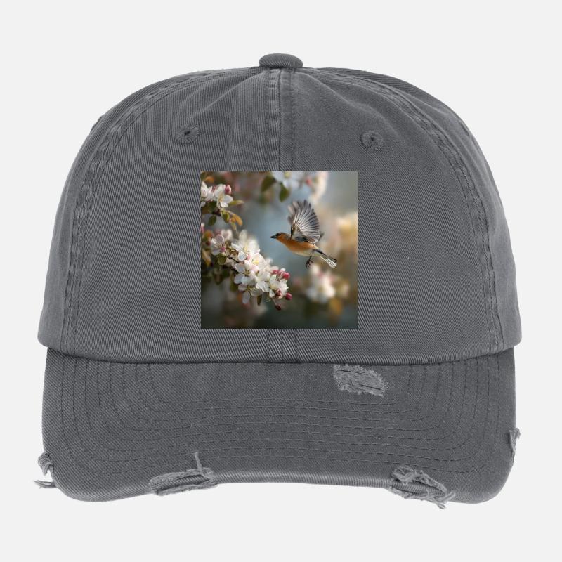 Frühlingssperling im Blütenflug Flexfit Vintage Destroyed Cap