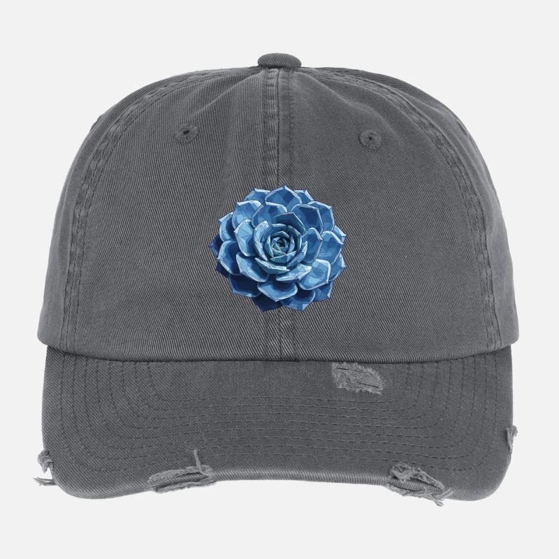 Blau Geometrische Rosette Flexfit Vintage Destroyed Cap