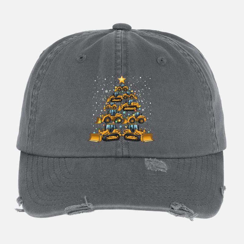 Lustiger Bulldozer Weihnachtsbaum Geschenk  Flexfit Vintage Destroyed Cap
