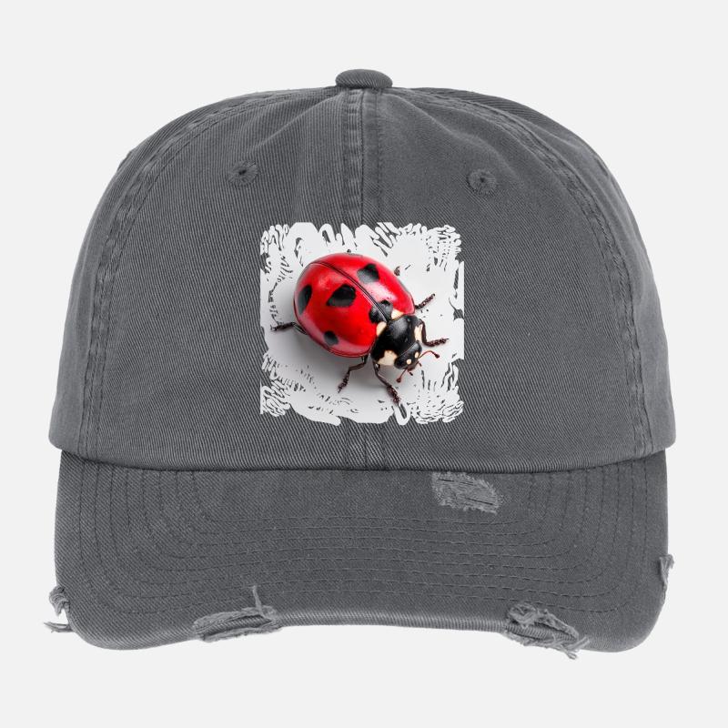 Roter Marienkäfer Muster Siebenpunkt Flexfit Vintage Destroyed Cap