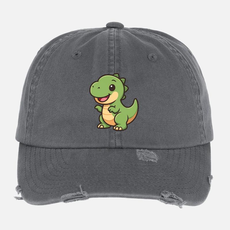 Fröhlicher Dino Kuschel-Clipart Flexfit Vintage Destroyed Cap