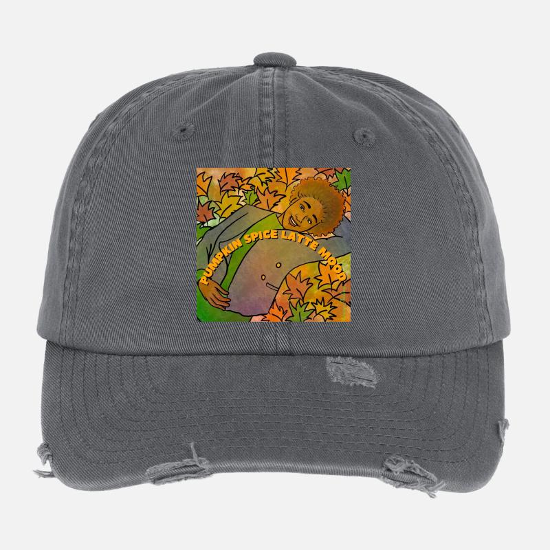Pumpkin Spice Latte Stimmung - Flexfit Vintage Destroyed Cap - Dunkelgrau
