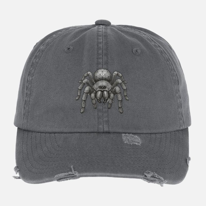 Geometric Web Spider Portrait Flexfit Vintage Destroyed Cap