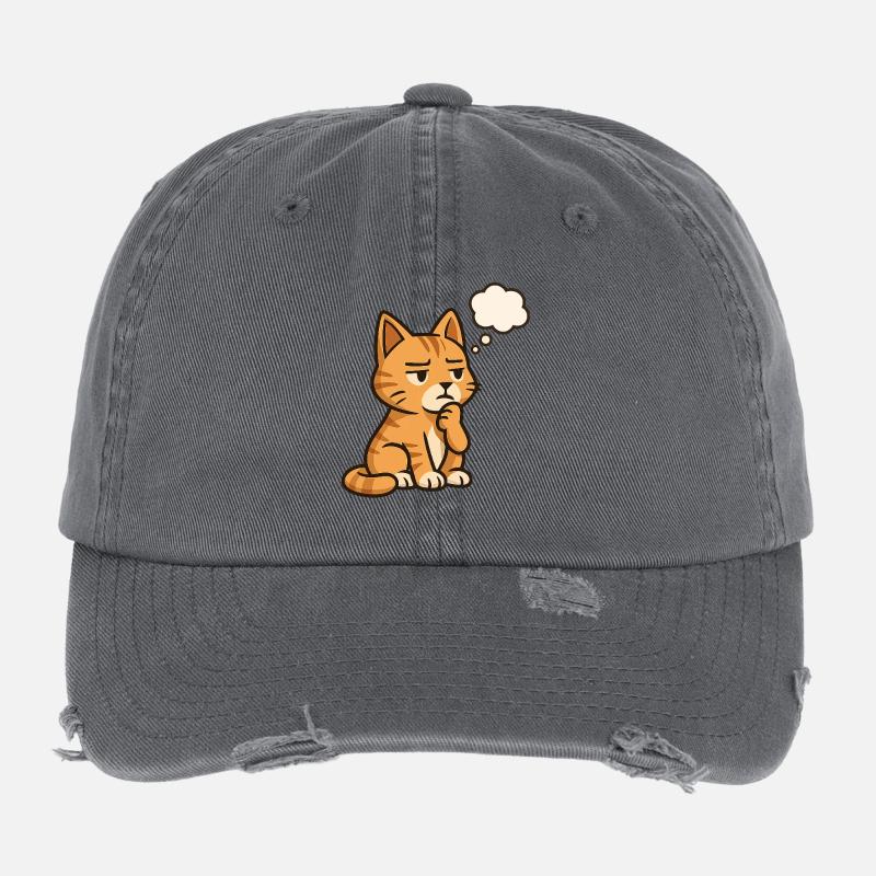 Nachdenkliche-Katze Flexfit Vintage Destroyed Cap