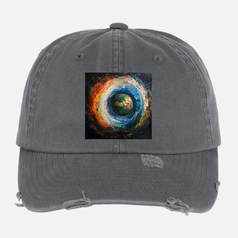 Erdwelt im Farbwirbel Flexfit Vintage Destroyed Cap