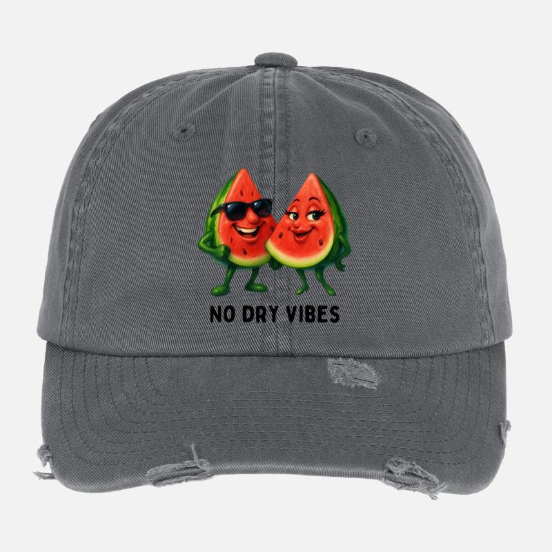 Watermelon Duo No Dry Vibes Flexfit Vintage Destroyed Cap