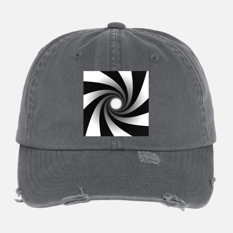 Vortex en spirale monochrome Casquette vintage effet usé Flexfit