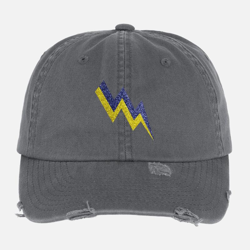 Goldener und blauer funkelnder Blitz Flexfit Vintage Destroyed Cap
