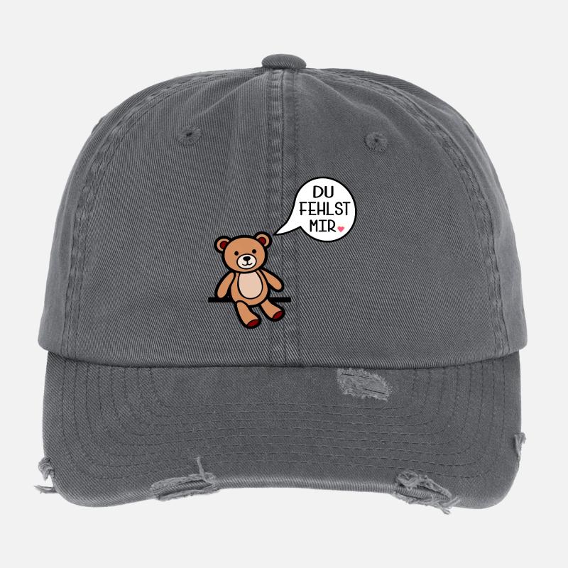 Du fehlst mir - Bär Flexfit Vintage Destroyed Cap