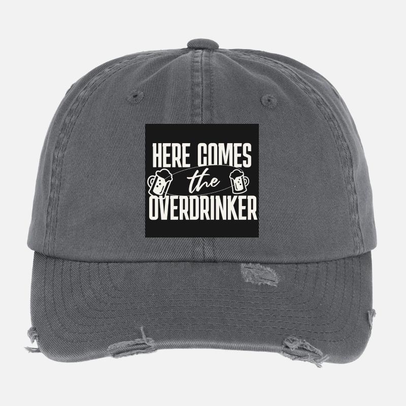 Here comes the Overdrinker - Flexfit Vintage Destroyed Cap - dark grey