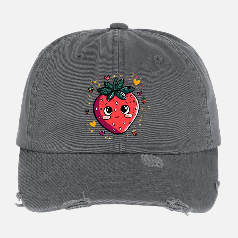 Kawaii Erdbeere Flexfit Vintage Destroyed Cap