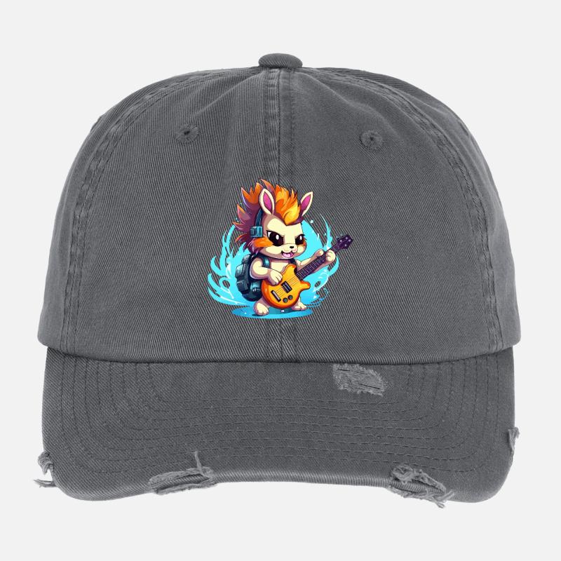 Gitarrenheld Igel mit Amp Flexfit Vintage Destroyed Cap