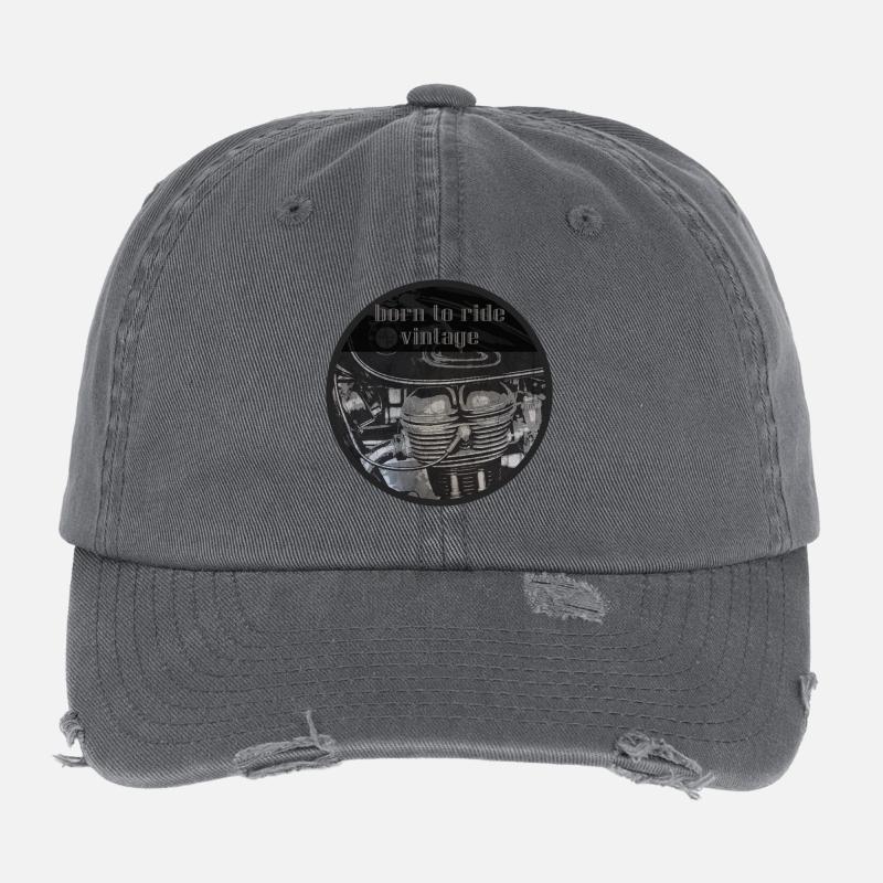 Born to Ride Vintage Engine Flexfit Vintage Destroyed Cap
