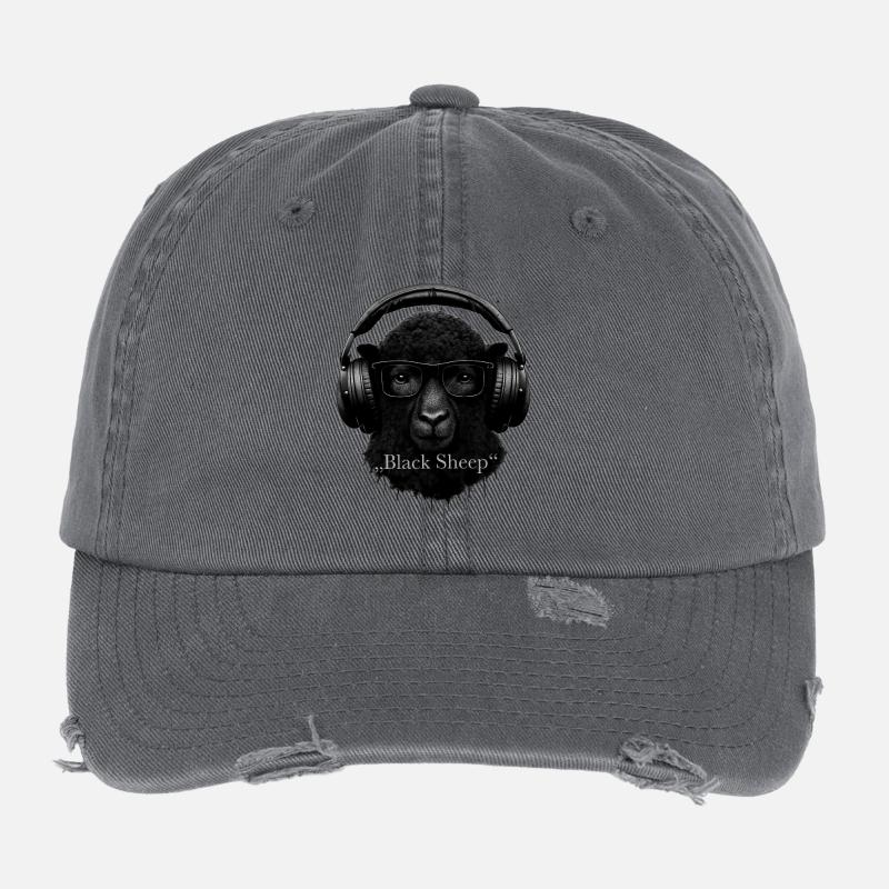 Black Sheep avec un casque Casquette vintage effet usé Flexfit