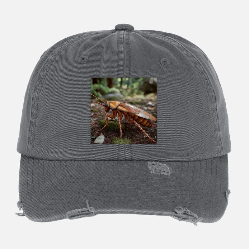 Realistic Cockroach – Macro Insect Design Flexfit Vintage Destroyed Cap