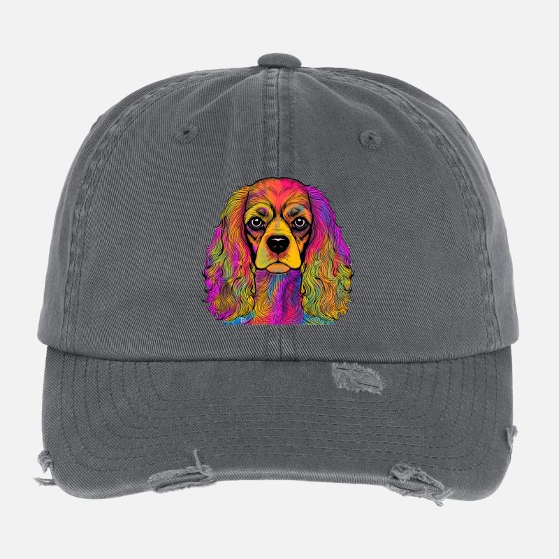 Cavalier King Charles Spaniel Flexfit Vintage Destroyed Cap