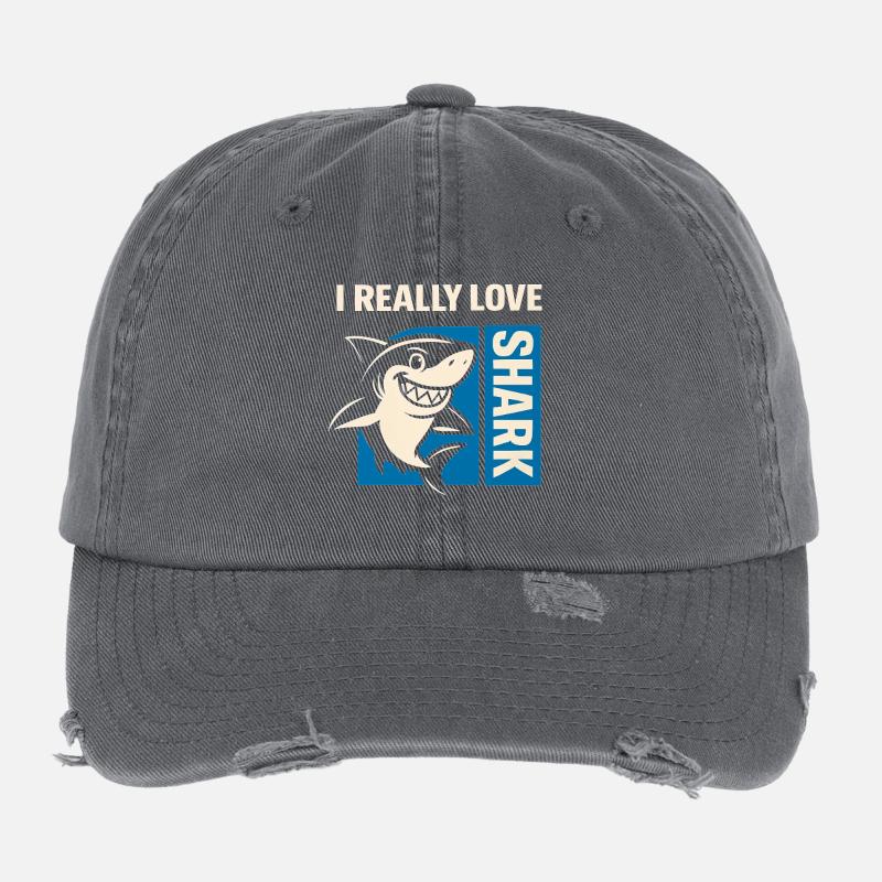 I Really Love Shark Flexfit Vintage Destroyed Cap