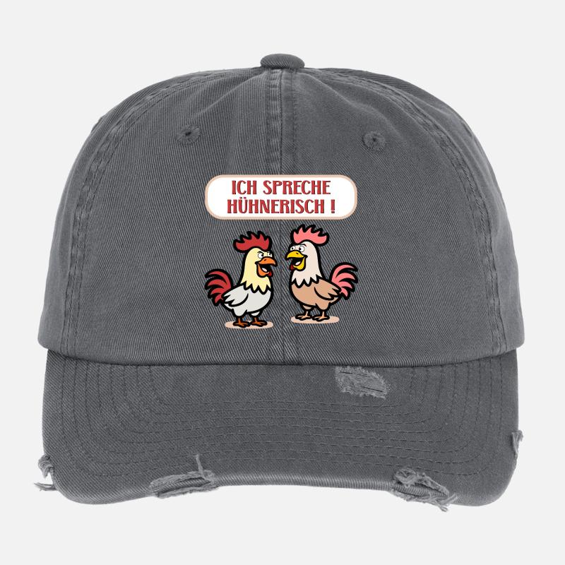 Chickens Language Poultry Flexfit Vintage Destroyed Cap