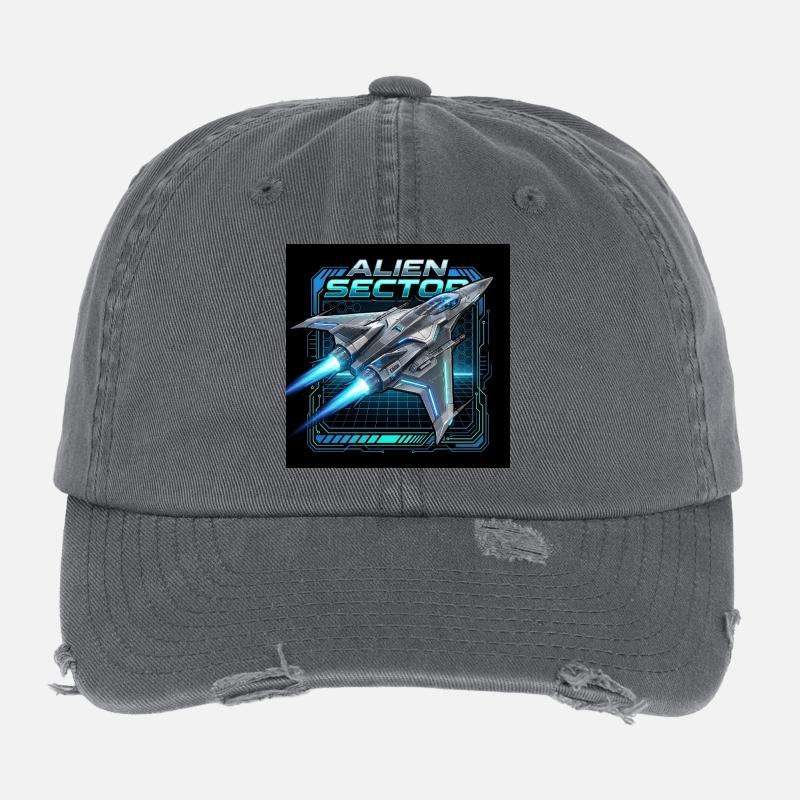 Alien Sector Nebula Fighter Flexfit Vintage Destroyed Cap