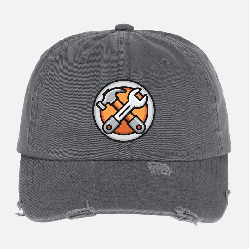 Werkzeuge in der Hand, Handwerker immer bereit, Handwerker Flexfit Vintage Destroyed Cap