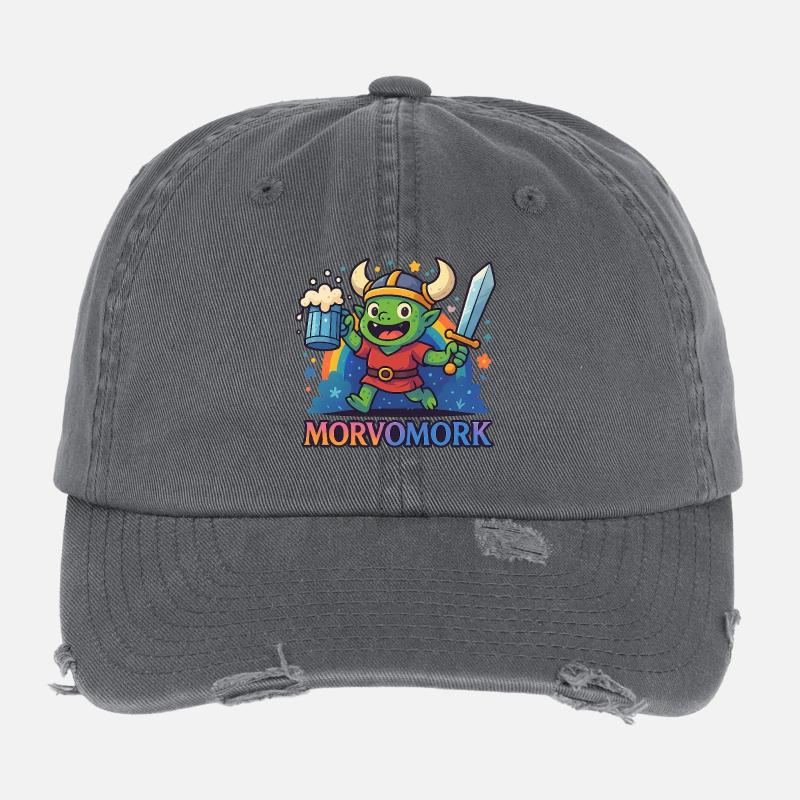 Goblin Viking Fun Hero - Flexfit Vintage Destroyed Cap - dark grey
