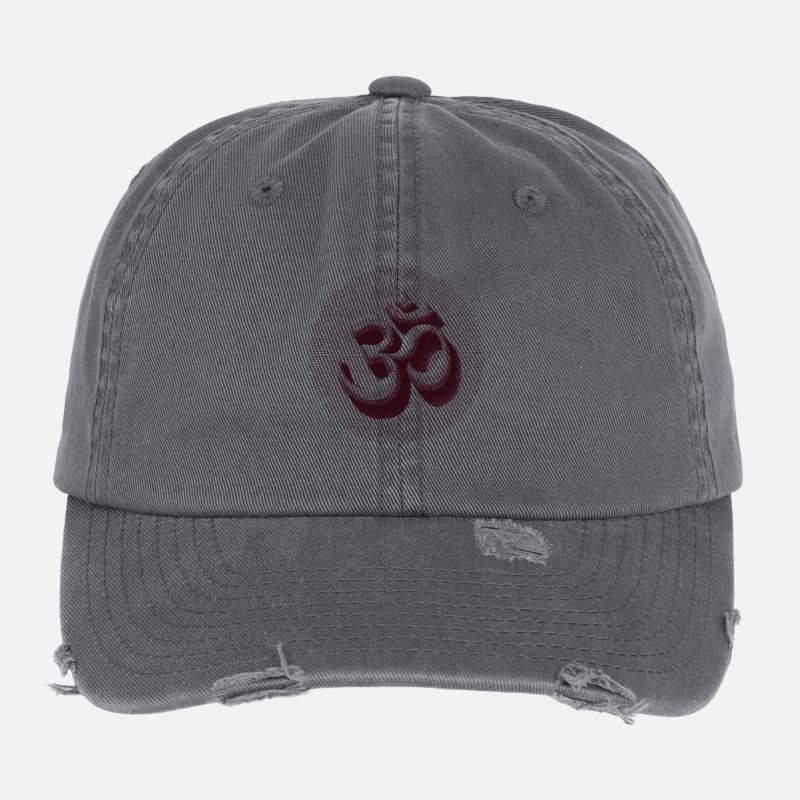 Vintage Om Symbol Engraving Style Brown Flexfit Vintage Destroyed Cap