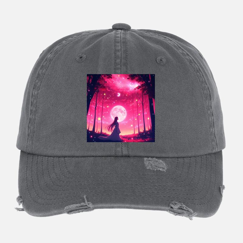 Moonlit Dream Forest Flexfit Vintage Destroyed Cap