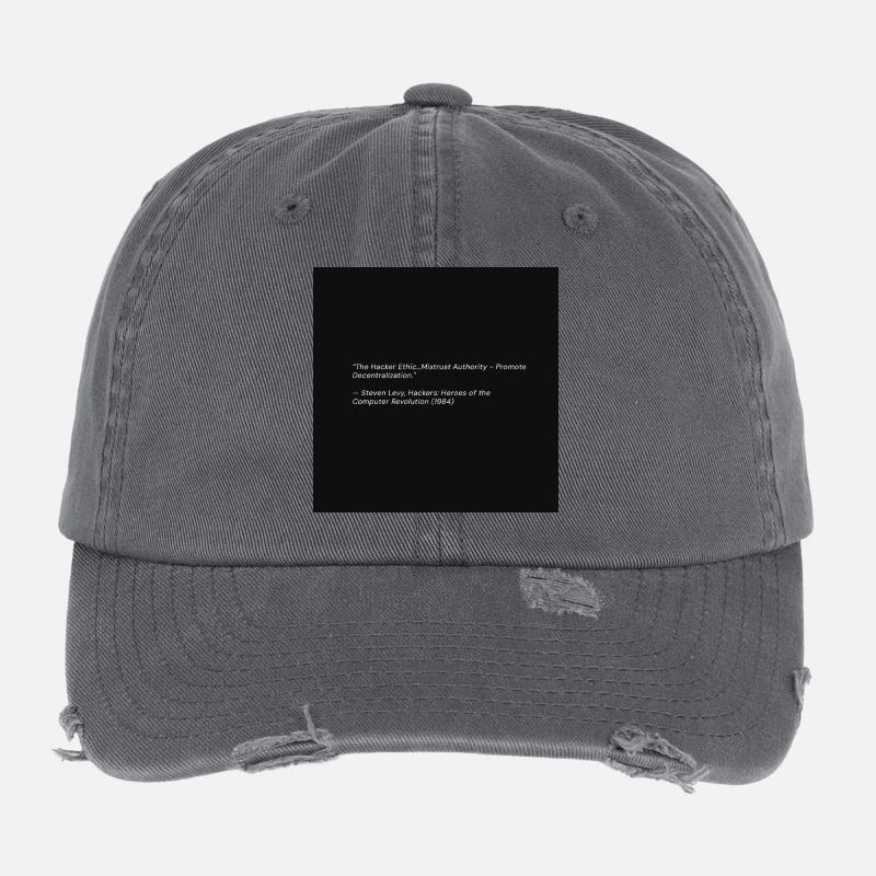 Citation d’éthique des hackers sur Black Casquette vintage effet usé Flexfit