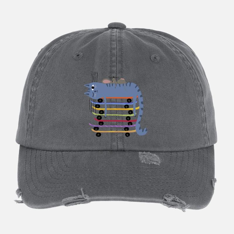 Blue Cat sur des skateboards Casquette vintage effet usé Flexfit