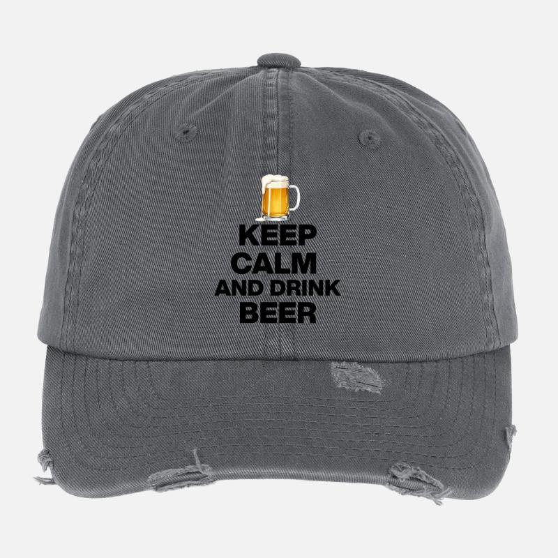 KEEP CALM AND DRINK BEER! BEER LOVERS CELEBRATE s Flexfit Vintage Destroyed Cap