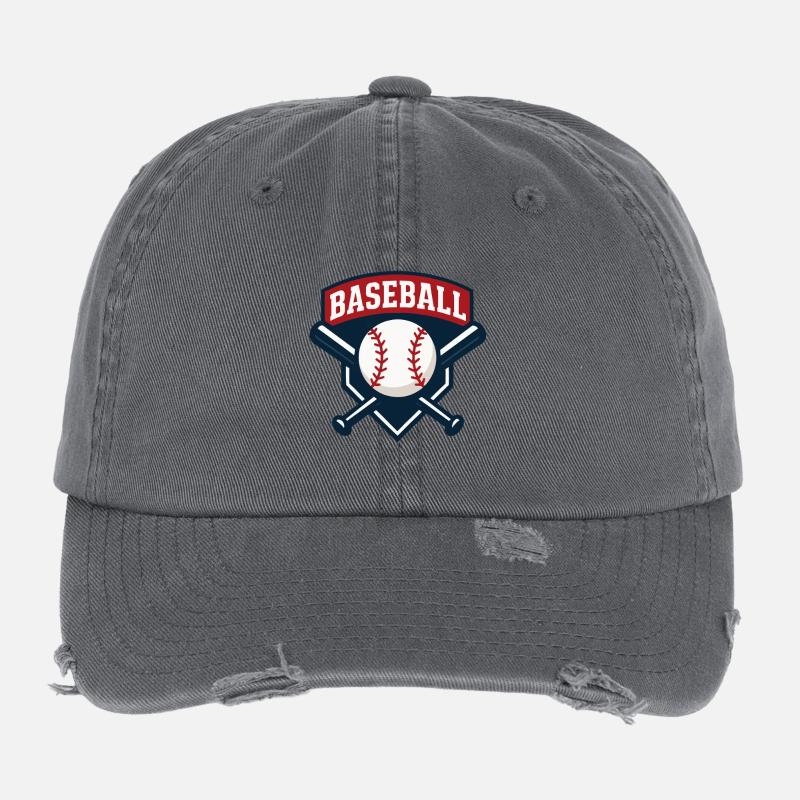 Emblème de baseball avec balle Casquette vintage effet usé Flexfit