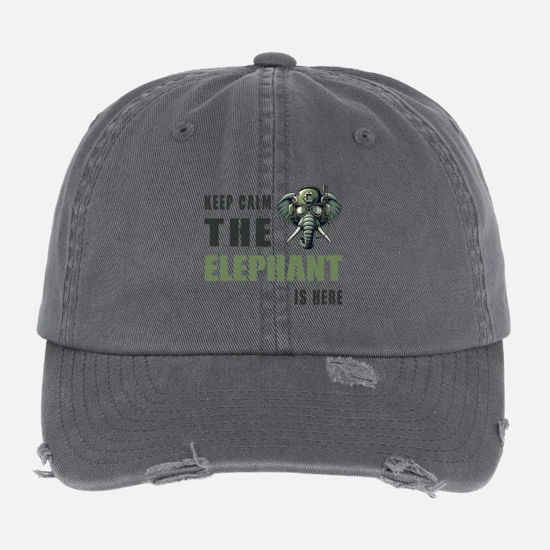 Ruhig bleiben der Elefant ist da Flexfit Vintage Destroyed Cap