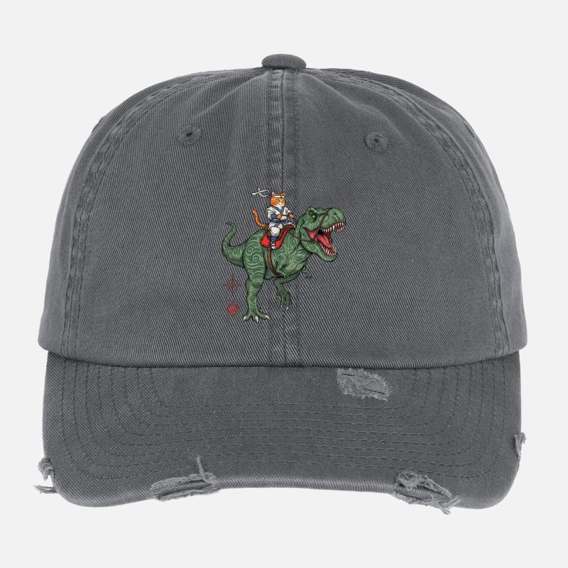 Katzenritter auf Dinosaurier Flexfit Vintage Destroyed Cap