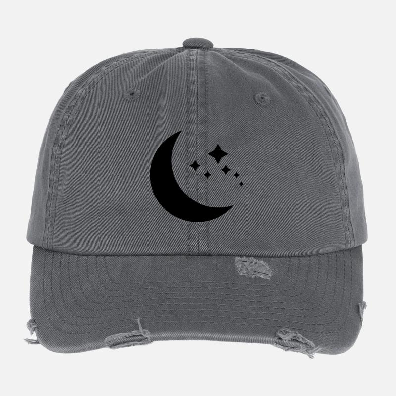 Lune et étoiles Casquette vintage effet usé Flexfit