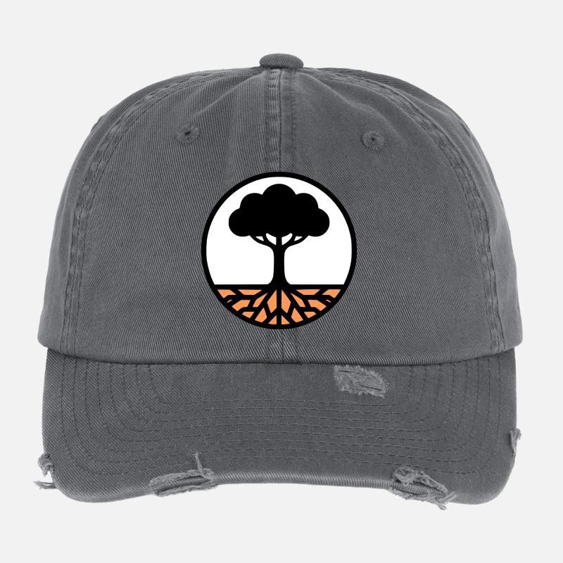Tree of Life Circle Icon Flexfit Vintage Destroyed Cap