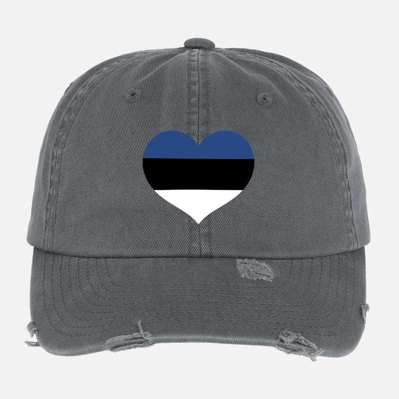 Drapeau du Cœur estonien Casquette vintage effet usé Flexfit
