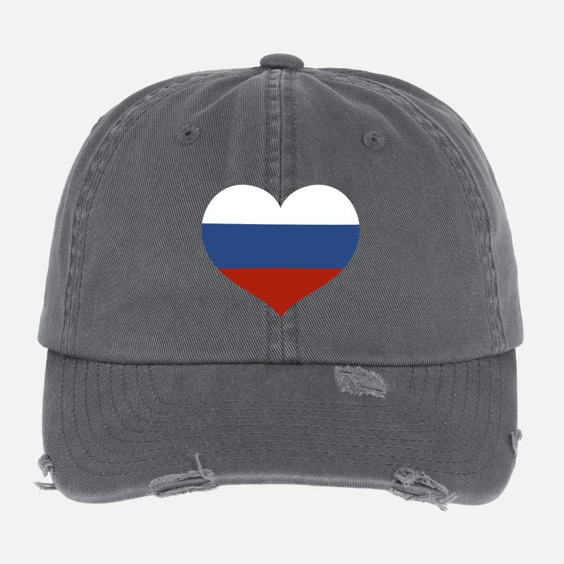 Russische Herzflagge Flexfit Vintage Destroyed Cap